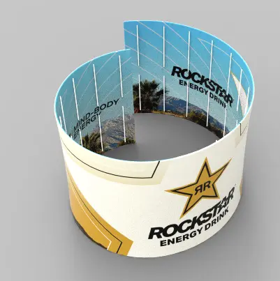 Rockstar-branded 360 video booth enclosure mockup