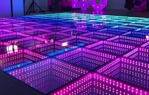 LED floor lights at a brand activation event.