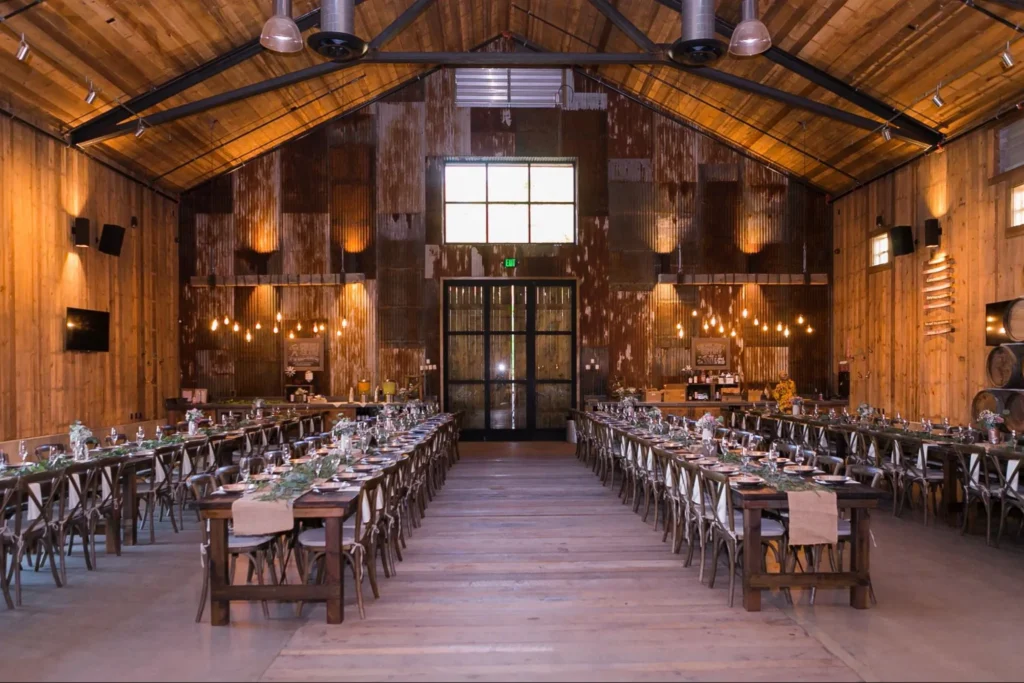 Rustic barn set for cozy wedding reception.